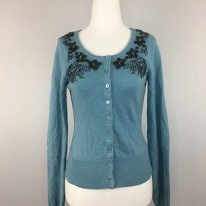 Anthropologie Knitted & Knotted blue cardigan XS